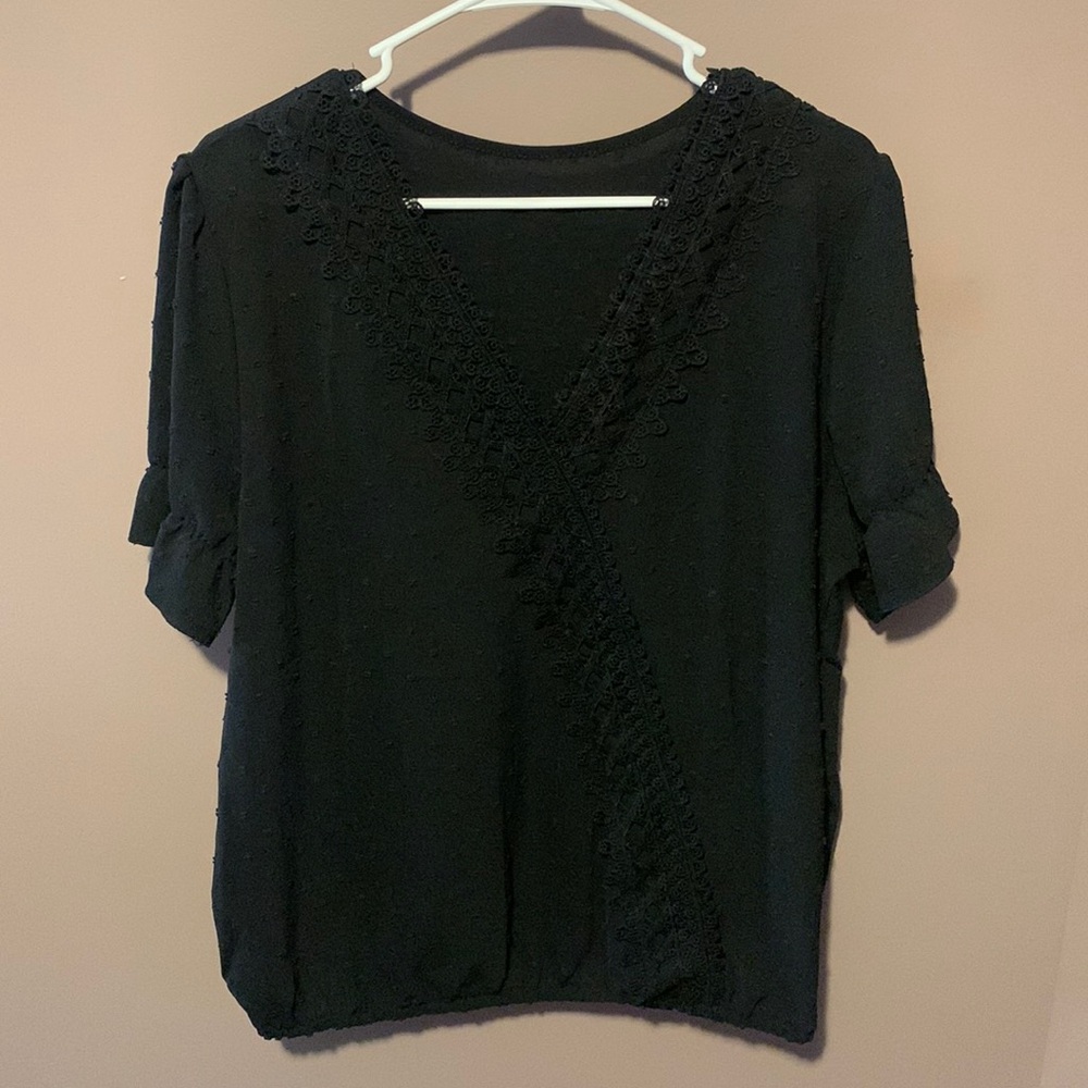 Vneck Crochet Detail Blouse